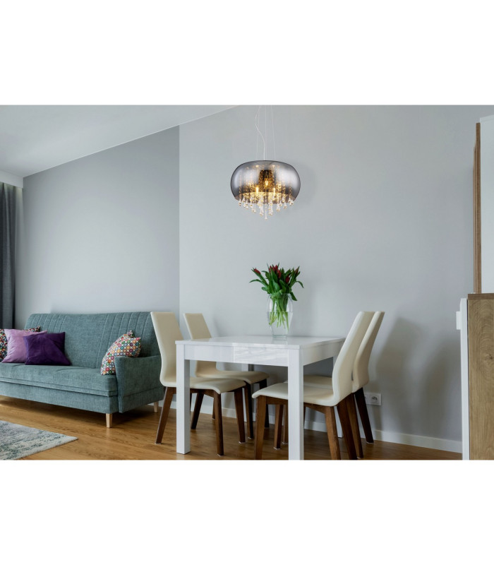 Kalla 44cm Pendant Ceiling Light Chrome Glass Shade 5x E14-5