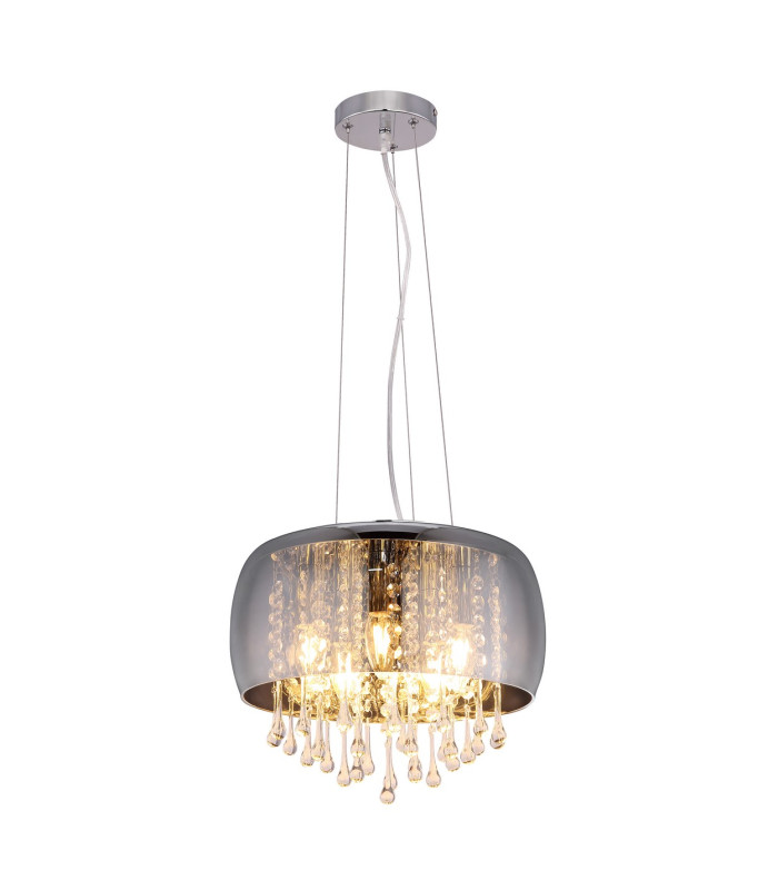 Kalla 35cm Pendant Ceiling Light Chrome Glass Shade 5x E14-1