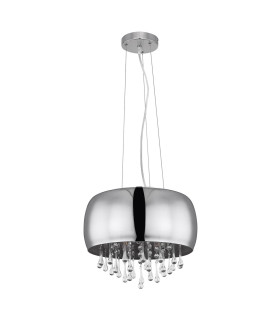 Kalla 35cm Pendant Ceiling Light Chrome Glass Shade 5x E14-2