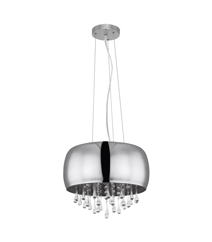 Kalla 35cm Pendant Ceiling Light Chrome Glass Shade 5x E14-2
