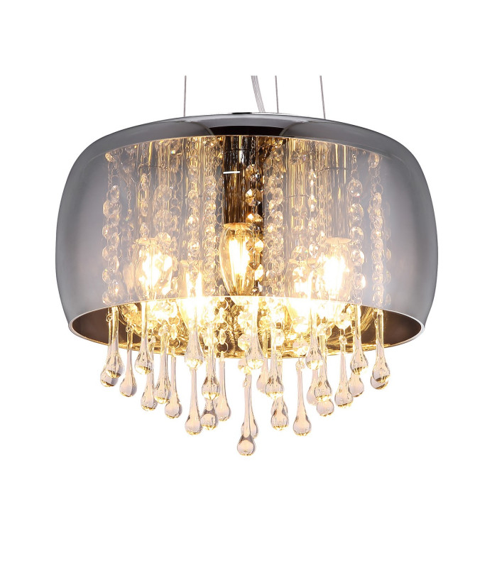 Kalla 35cm Pendant Ceiling Light Chrome Glass Shade 5x E14-3