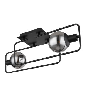 Blama Multi Arm Semi Flush Ceiling Lamp Matt Black Smoke Glass Shade 2x E14-2