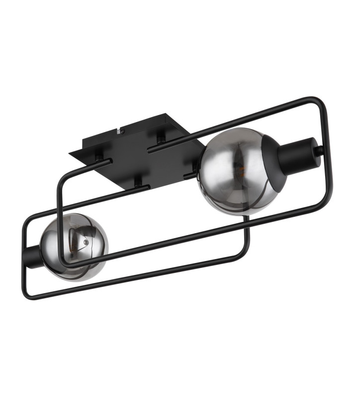 Blama Multi Arm Semi Flush Ceiling Lamp Matt Black Smoke Glass Shade 2x E14-2