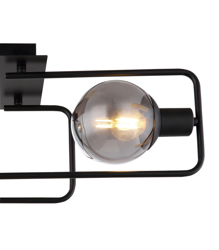 Blama Multi Arm Semi Flush Ceiling Lamp Matt Black Smoke Glass Shade 2x E14-4