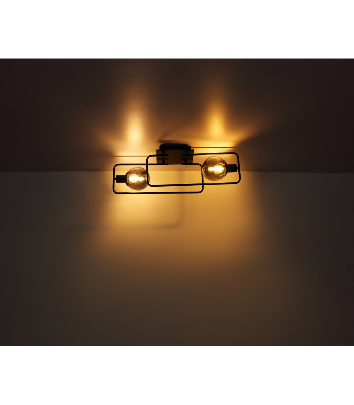 Blama Multi Arm Semi Flush Ceiling Lamp Matt Black Smoke Glass Shade 2x E14-5