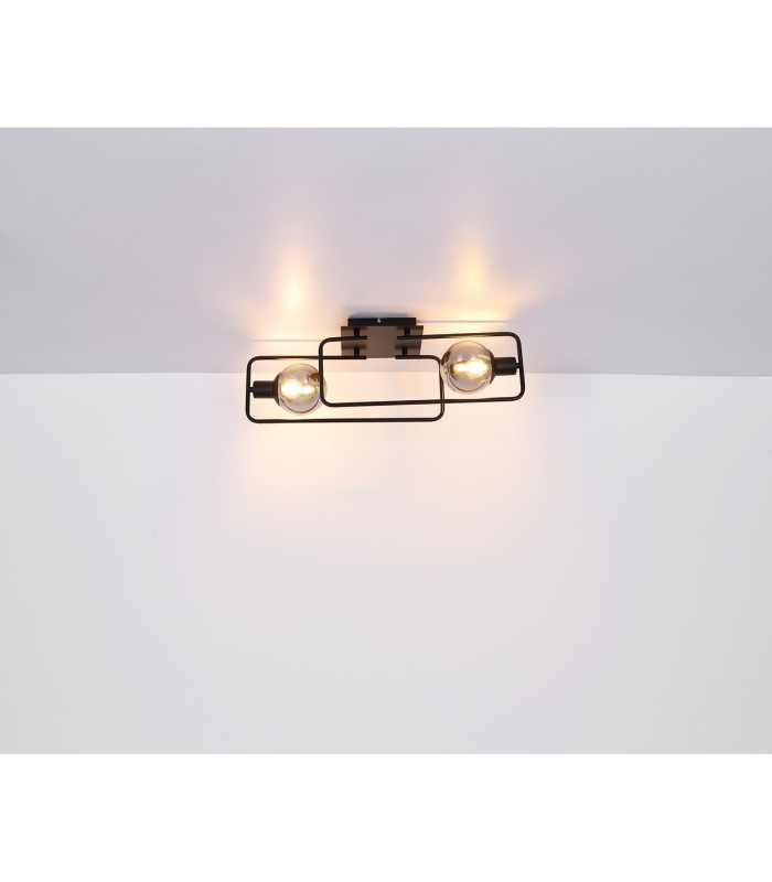 Blama Multi Arm Semi Flush Ceiling Lamp Matt Black Smoke Glass Shade 2x E14-6