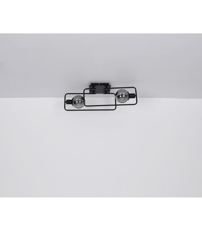 Blama Multi Arm Semi Flush Ceiling Lamp Matt Black Smoke Glass Shade 2x E14-7