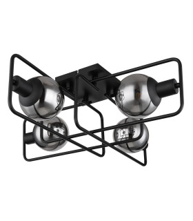 Blama Multi Arm Semi Flush Ceiling Lamp Matt Black Smoke Glass Shade 4x E14-2