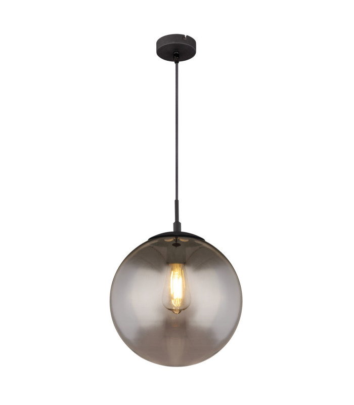 Blama 30cm Globe Pendant Ceiling Light Matt Black Glass Shade 1x E27-1