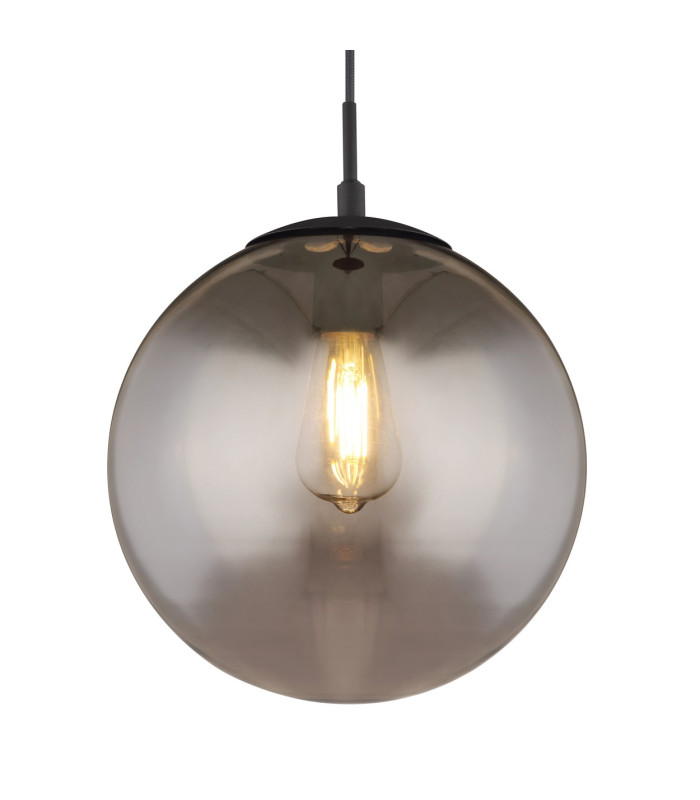Blama 30cm Globe Pendant Ceiling Light Matt Black Glass Shade 1x E27-3
