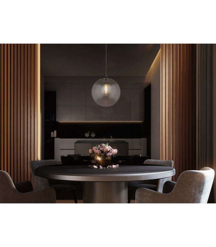 Blama 30cm Globe Pendant Ceiling Light Matt Black Glass Shade 1x E27-4