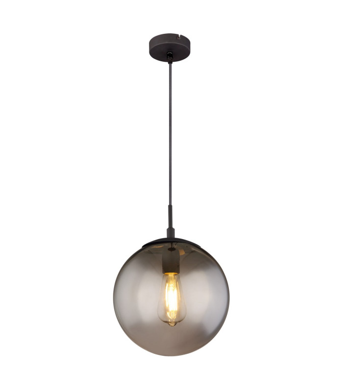 Blama 25cm Globe Pendant Ceiling Light Matt Black Glass Shade 1x E27-1