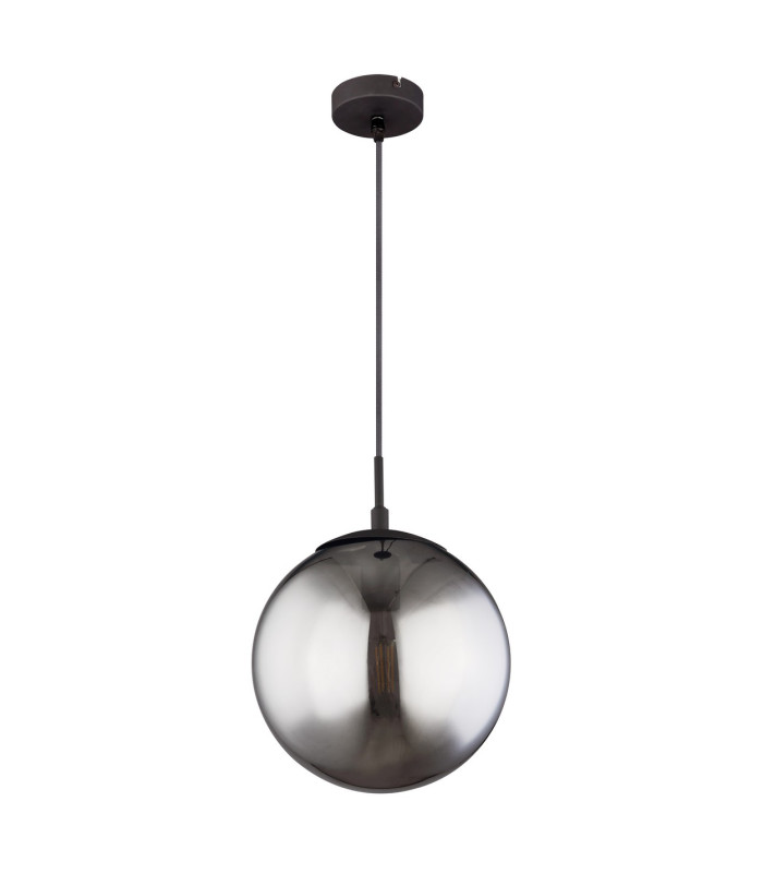 Blama 25cm Globe Pendant Ceiling Light Matt Black Glass Shade 1x E27-2