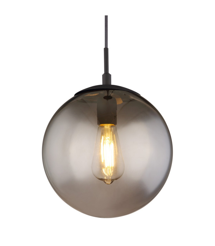 Blama 25cm Globe Pendant Ceiling Light Matt Black Glass Shade 1x E27-3