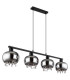 Corry Bar Pendant Ceiling Light Matt Black Smoke Glass Shade 4x E27-2