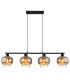 Corry Bar Pendant Ceiling Light Matt Black Smoke Glass Shade 4x E27-3