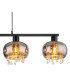 Corry Bar Pendant Ceiling Light Matt Black Smoke Glass Shade 4x E27-4