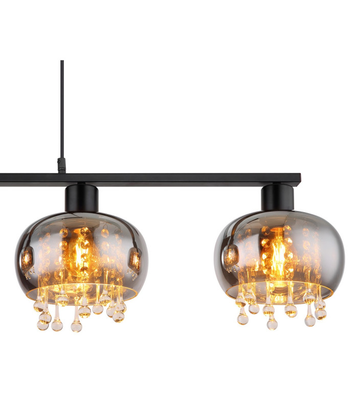 Corry Bar Pendant Ceiling Light Matt Black Smoke Glass Shade 4x E27-4