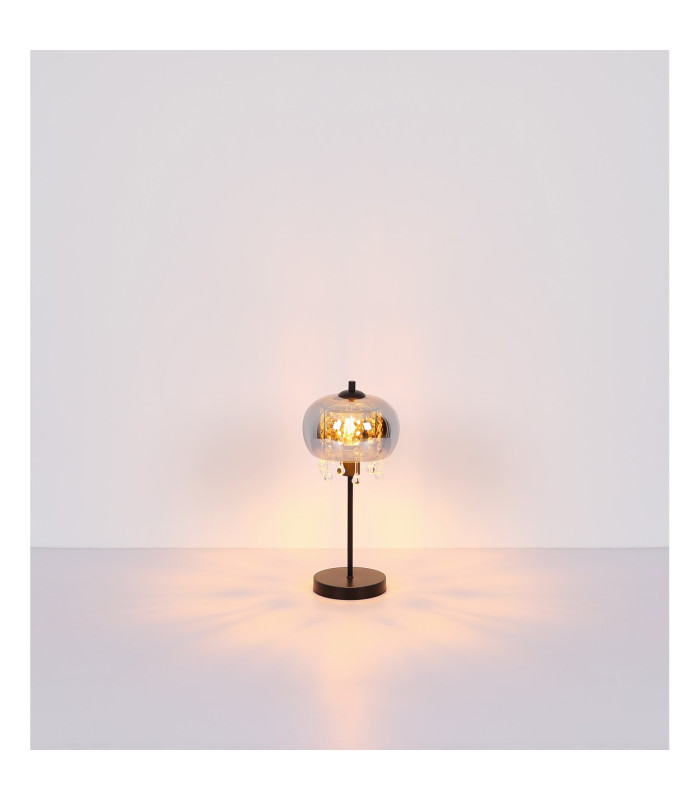 Corry Bar Pendant Ceiling Light Matt Black Smoke Glass Shade 4x E27-6