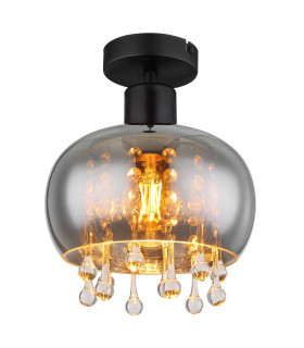 Corry Ceiling Light Matt Black Smoke Glass Shade 1x E27-1
