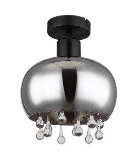 Corry Ceiling Light Matt Black Smoke Glass Shade 1x E27-2