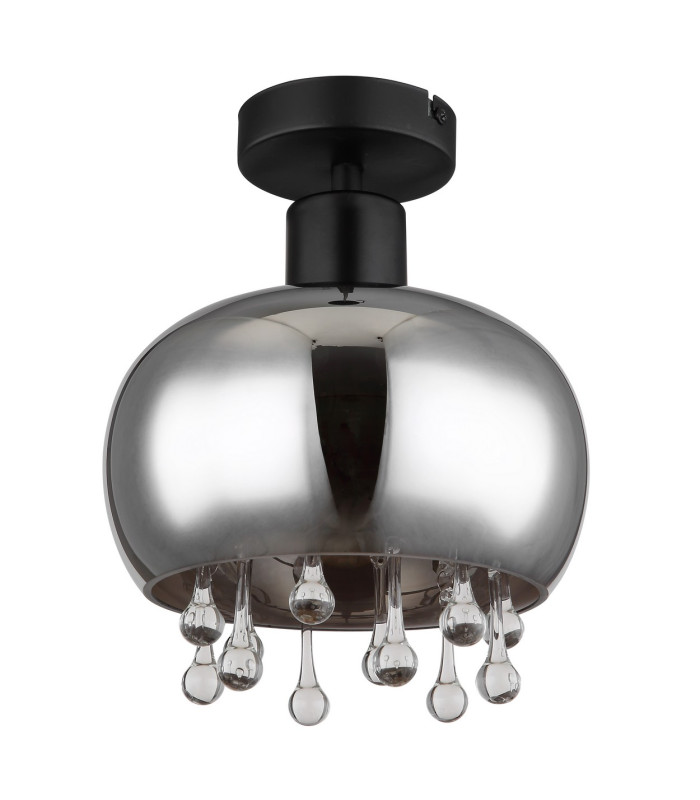 Corry Ceiling Light Matt Black Smoke Glass Shade 1x E27-2