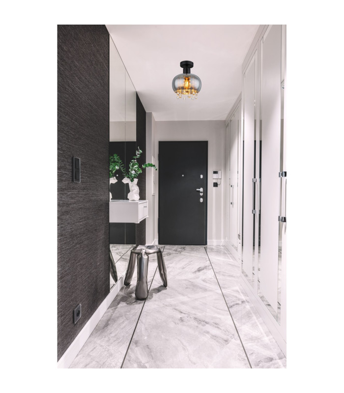 Corry Ceiling Light Matt Black Smoke Glass Shade 1x E27-3