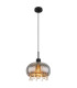 Corry 28cm Pendant Ceiling Light Matt Black Smoke Glass Shade 1x E27-1