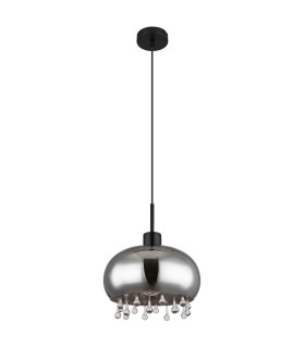 Corry 28cm Pendant Ceiling Light Matt Black Smoke Glass Shade 1x E27-2
