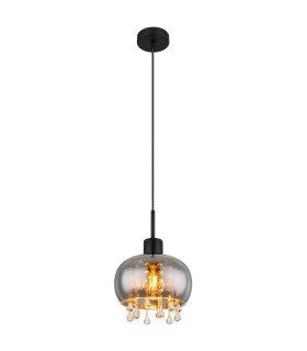 Corry 21cm Pendant Ceiling Light Matt Black Smoke Glass Shade 1x E27-1
