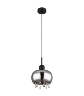 Corry 21cm Pendant Ceiling Light Matt Black Smoke Glass Shade 1x E27-2