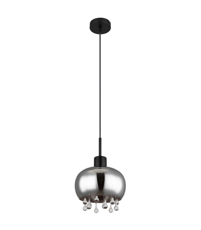 Corry 21cm Pendant Ceiling Light Matt Black Smoke Glass Shade 1x E27-2