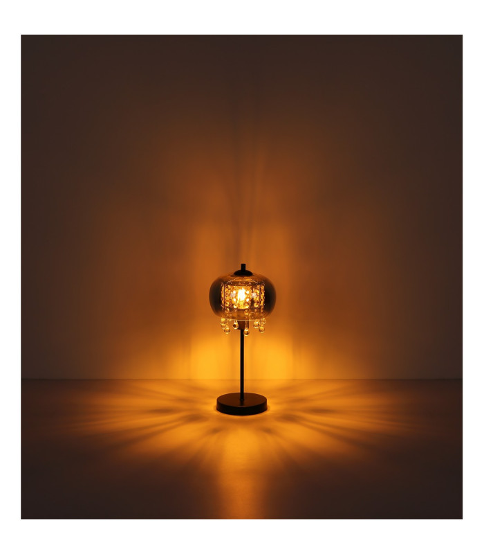 Corry 21cm Pendant Ceiling Light Matt Black Smoke Glass Shade 1x E27-4