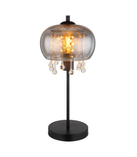 Corry Glass Table Lamp Matt Black Smoke Glass Shade 1x E27-1