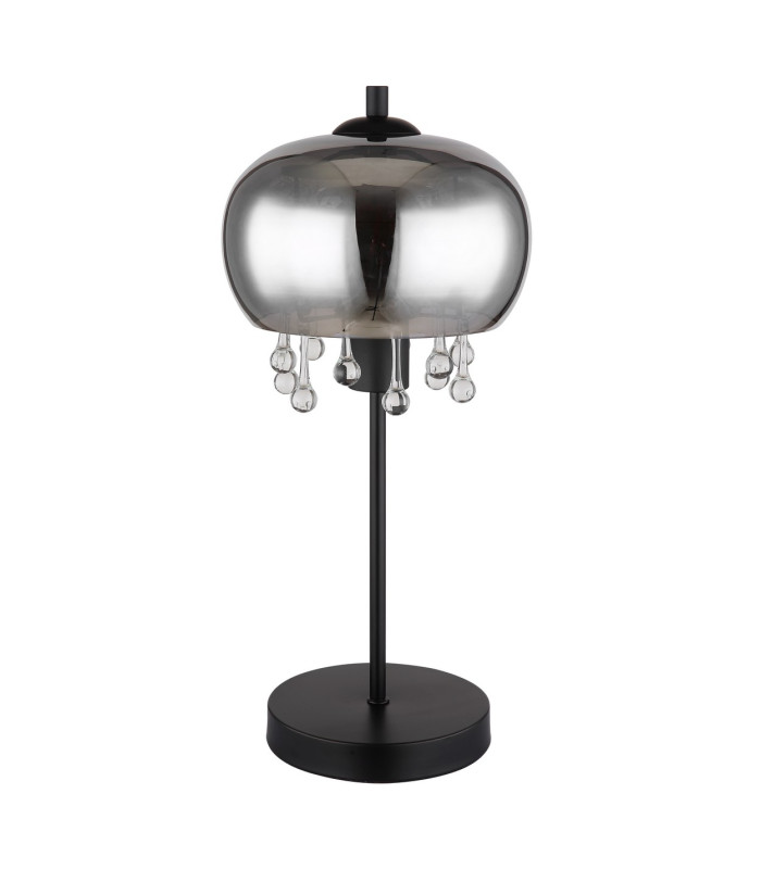 Corry Glass Table Lamp Matt Black Smoke Glass Shade 1x E27-2