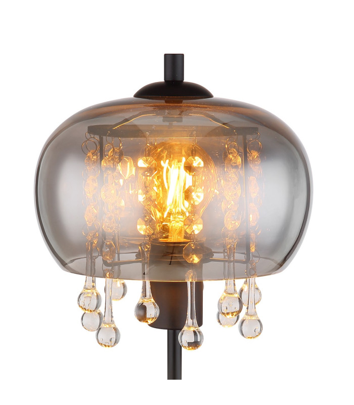 Corry Glass Table Lamp Matt Black Smoke Glass Shade 1x E27-3