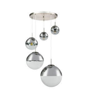 Varus Cluster Pendant Ceiling Light Nickel Matt Transparent Glass Shade 3x E27-2