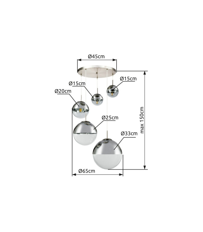 Varus Cluster Pendant Ceiling Light Nickel Matt Transparent Glass Shade 3x E27-11