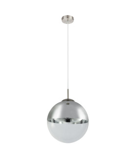 Varus 30cm Globe Pendant Ceiling Light Nickel Matt Transparent Glass Shade 1x E27-2
