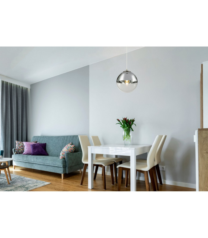 Varus 30cm Globe Pendant Ceiling Light Nickel Matt Transparent Glass Shade 1x E27-9