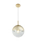Varus 20cm Globe Pendant Ceiling Light Gold Colors Transparent Glass Shade 1x E27-1