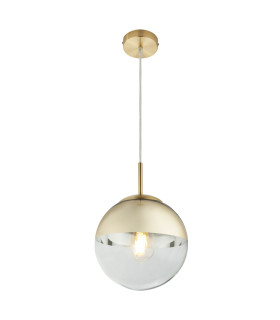 Varus 20cm Globe Pendant Ceiling Light Gold Colors Transparent Glass Shade 1x E27-1