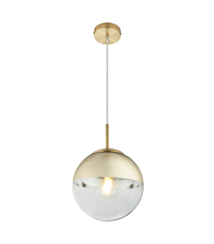 Varus 20cm Globe Pendant Ceiling Light Gold Colors Transparent Glass Shade 1x E27-1