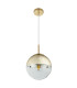 Varus 20cm Globe Pendant Ceiling Light Gold Colors Transparent Glass Shade 1x E27-2