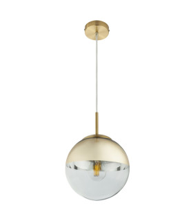 Varus 20cm Globe Pendant Ceiling Light Gold Colors Transparent Glass Shade 1x E27-2
