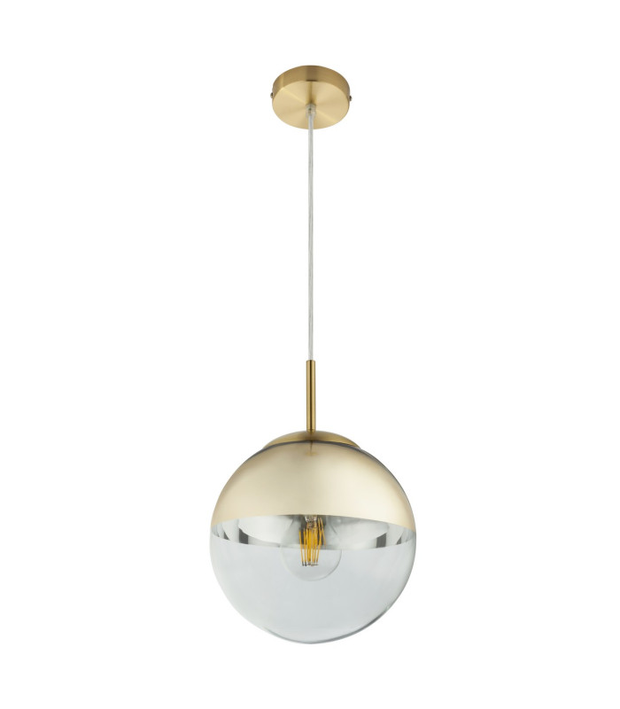 Varus 20cm Globe Pendant Ceiling Light Gold Colors Transparent Glass Shade 1x E27-2
