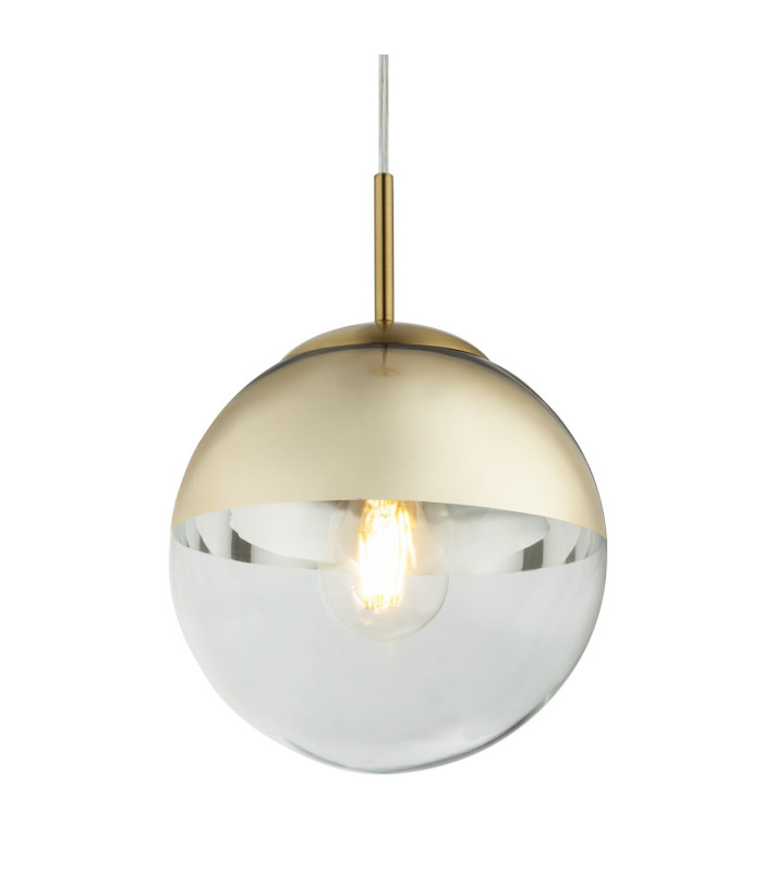 Varus 20cm Globe Pendant Ceiling Light Gold Colors Transparent Glass Shade 1x E27-3