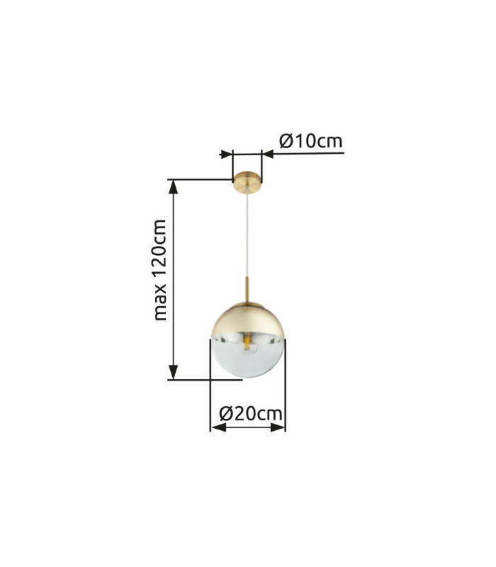 Varus 20cm Globe Pendant Ceiling Light Gold Colors Transparent Glass Shade 1x E27-6