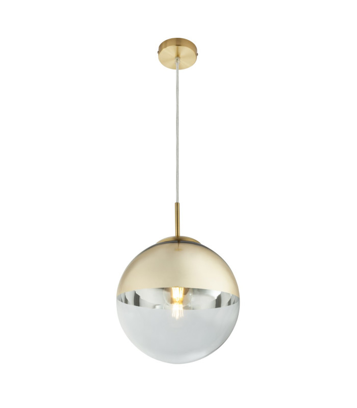 Varus 25cm Globe Pendant Ceiling Light Gold Colors Transparent Glass Shade 1x E27-1