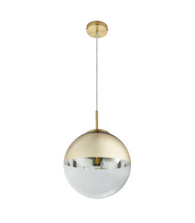 Varus 25cm Globe Pendant Ceiling Light Gold Colors Transparent Glass Shade 1x E27-2